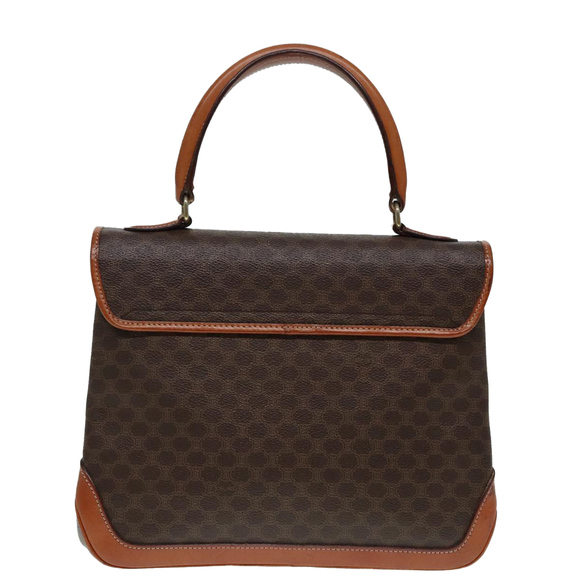 CELINE Macadam Canvas Hand Bag PVC Leather Brown Gold Auth 91294 - Picture 2 of 16